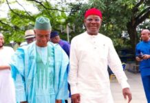 Shugaba Bola Ahmed Tinubu yana ganawan sirri da Wike da El-Rufa’i A Aso-Rock.