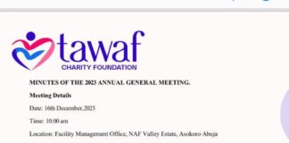 Annual general meeting for Tawaf charity foundation