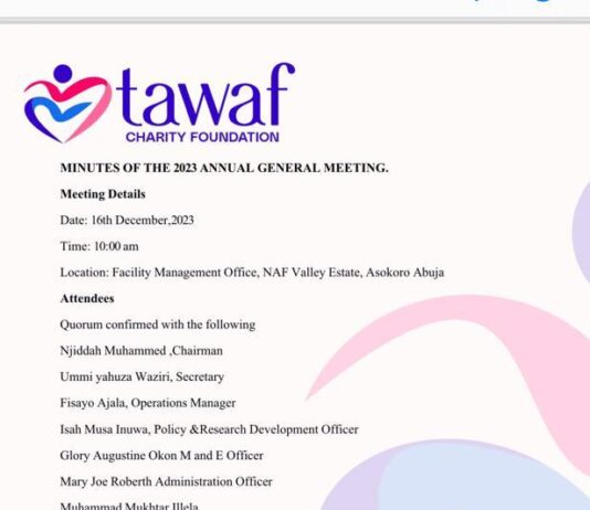 Annual general meeting for Tawaf charity foundation
